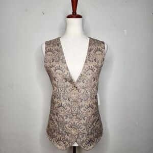 NWT Vintage Deadstock 90's Krizia Gold Brocade Wool Blend Vest Size 10